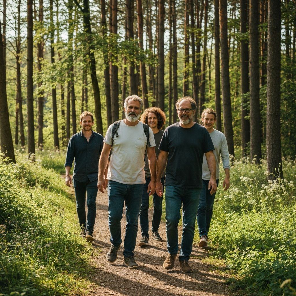 Men during outdoor walk in nature